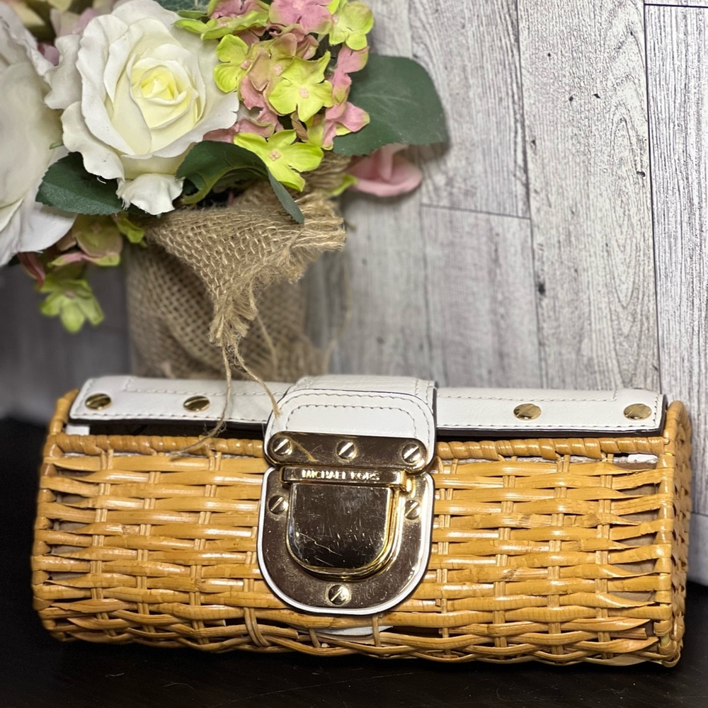 Michael Kors Santorini Rattan White Clutch Purse